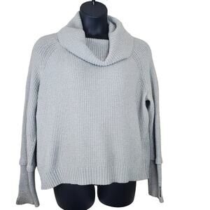 41 HAWTHORN Gray  Sharon Cowl Neck  Waffle Stitch Sweater